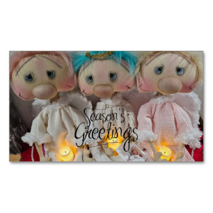 Cartão De Visitas Magnético Saudações de Temporada Prim Raggedy Angels