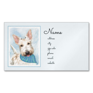 Cartão De Visitas Magnético Scottish Terrier Wheaten Dog Painting