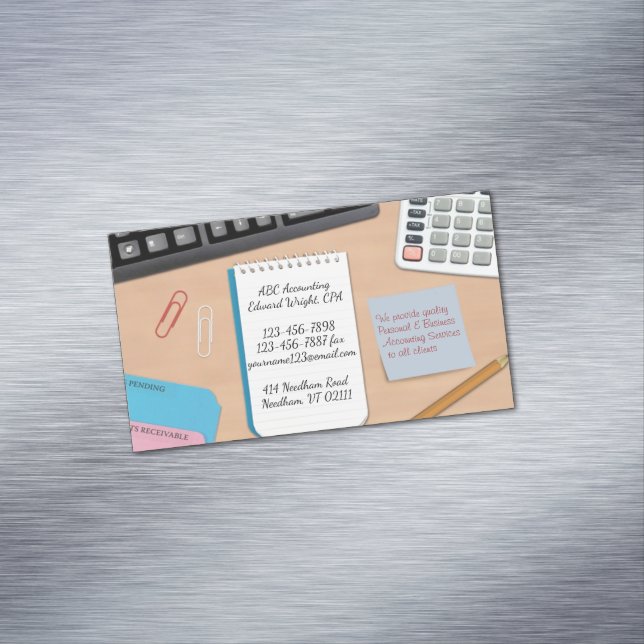 Cartão De Visitas Magnético Serviço de Contabilidade (Posição Original)