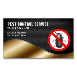 Cartão De Visitas Magnético Serviço de Controle de Pragas Black Mesh Gold