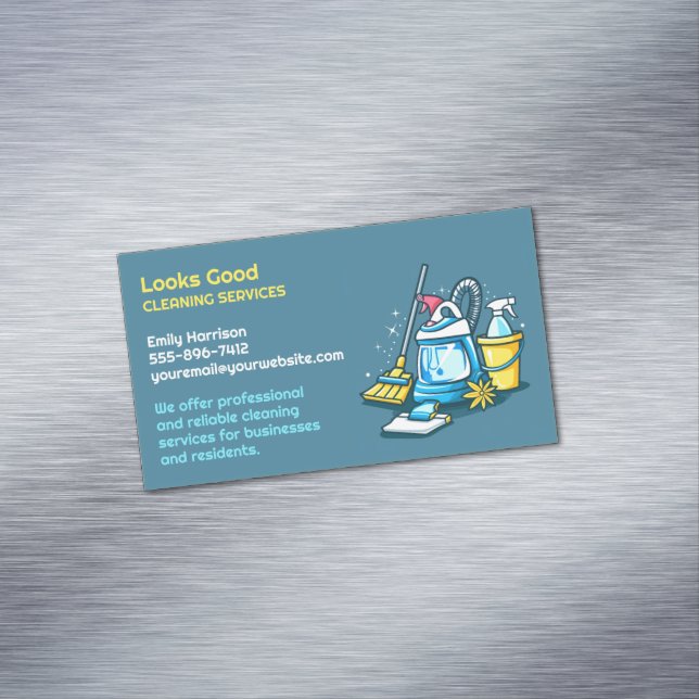 Cartão De Visitas Magnético Serviço de Limpeza (Posição Original)