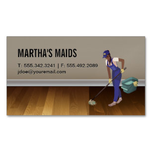 Cartão De Visitas Magnético Serviço Maid Pavimentos De Madeira De Madeira