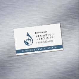 Cartão De Visitas Magnético Serviço Profissional de Encanação Logotipo de Gota