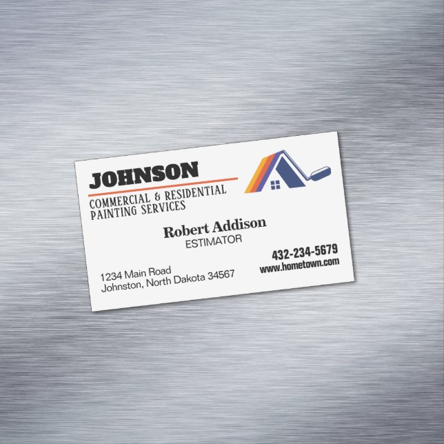 Cartão De Visitas Magnético Serviços de pintura comerciais e residenciais (Posição Original)