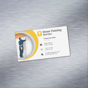 Cartão De Visitas Magnético Serviços de pintura   Pintor no trabalho