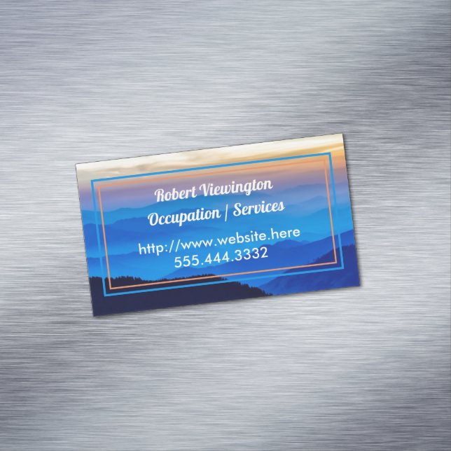 Cartão De Visitas Magnético Serviços profissionais de Montanhas Azuis (Posição Original)