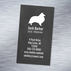 Cartão De Visitas Magnético Shetland Sheepdog Estilo de Chalkboard