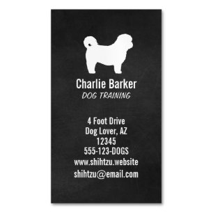 Cartão De Visitas Magnético Shh Tzu Silhouette Chalkboard Estilo Vertical