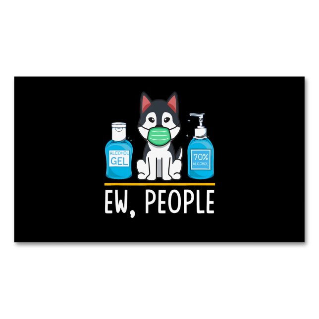 Cartão De Visitas Magnético Siberian Husky Dog Face Máscara Máscara Sanitizer  (Frente)