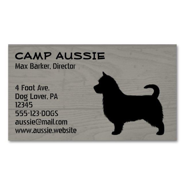 Cartão De Visitas Magnético Silhouette de Cachorro Australiano (Longa Cauda) (Frente)