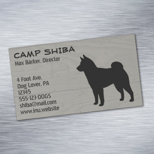 Cartão De Visitas Magnético Silhueta de Shiba Inu   Estilo de Madeira de Raça 