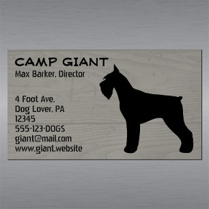 Cartão De Visitas Magnético Silhueta Giant Schnauzer Estilo de Madeira Faux