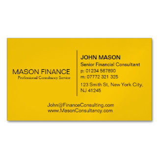 Cartão De Visitas Magnético Simple Generic Yellow Business Card