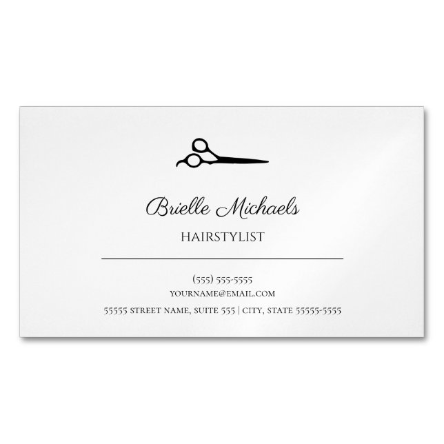 Cartão De Visitas Magnético Simples tesoura de cabeleireiro moderno (Frente)