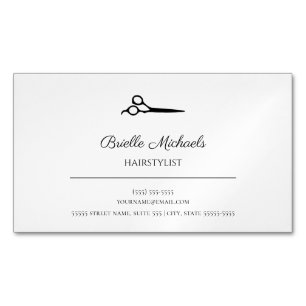 Cartão De Visitas Magnético Simples tesoura de cabelos modernos