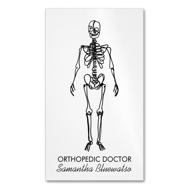 Cartão De Visitas Magnético Skeleton ortopédico esculpindo osso simples (Frente Vertical)