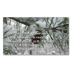 Cartão De Visitas Magnético Snowy Pine Branch Winter Nature Fotografia