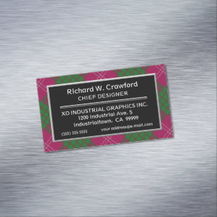 Cartão De Visitas Magnético Sotaque escocês Clan Crawford Tartan