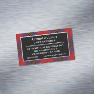 Cartão De Visitas Magnético Sotaque escocês Clan Leslie Red Tartan