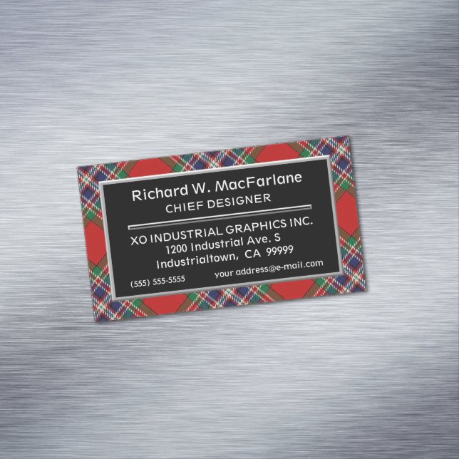 Cartão De Visitas Magnético Sotaque escocês Clan MacFarlane Tartan (Posição Original)