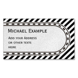 Cartão De Visitas Magnético STRIPES estreitas pretas + texto e ideias