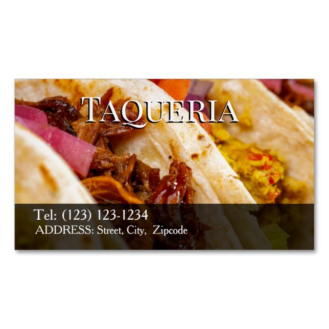 Cartão De Visitas Magnético taqueria  editable   business card (Frente)