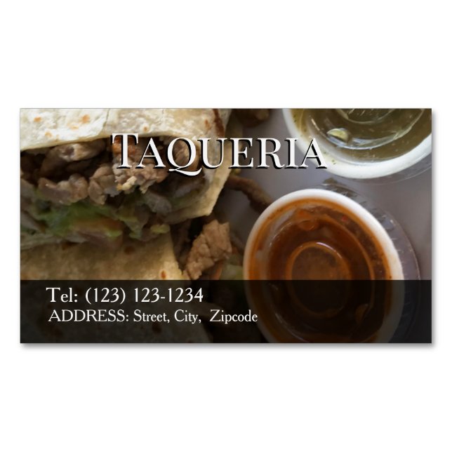 Cartão De Visitas Magnético taqueria  editable   business card (Frente)