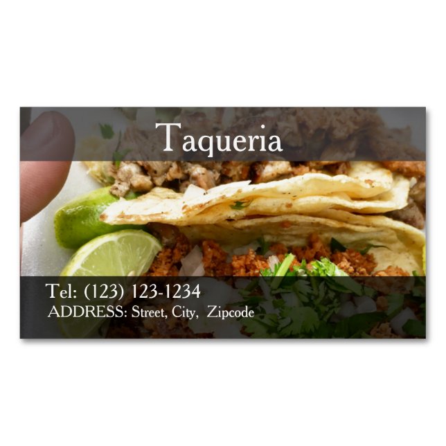 Cartão De Visitas Magnético taqueria services editable   business card (Frente)