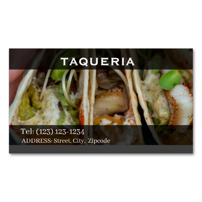 Cartão De Visitas Magnético taqueria services editable   business card (Frente)