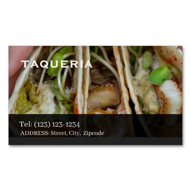 Cartão De Visitas Magnético taqueria services editable   business card (Frente)