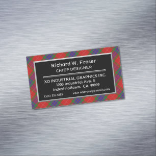 Cartão De Visitas Magnético Tartan escocês de Fraser do clã do acento