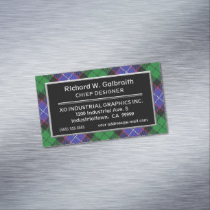 Cartão De Visitas Magnético Tartan escocês de Galbraith do clã do acento