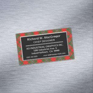 Cartão De Visitas Magnético Tartan escocês de MacGregor Gregor do clã do