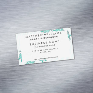 Cartão De Visitas Magnético Tartarugas de mar da cerceta da aguarela em