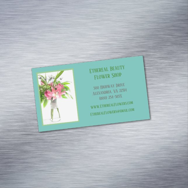 Cartão De Visitas Magnético Teal Florist (Posição Original)