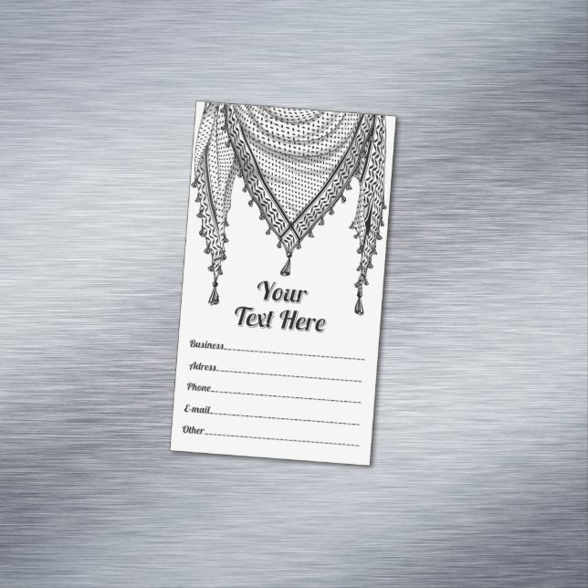 Cartão De Visitas Magnético Tecido Tradicional do Keffiyeh Scarf Palestino (Posição Original)