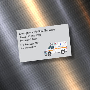 Cartão De Visitas Magnético Tema de Ambulância de Serviços Médicos de Emergênc