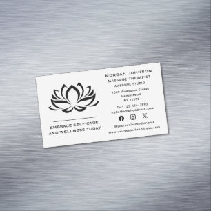 Cartão De Visitas Magnético Terapia de Massagem Flor de Lótus Mídia Social Hol