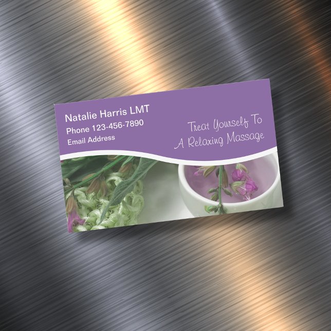 Cartão De Visitas Magnético Terapista de Massagem Licenciada Zen Design (Criador carregado)