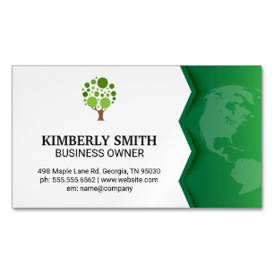 Cartão De Visitas Magnético Terra Verde  Ícone Árvore