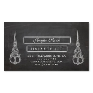 Cartão De Visitas Magnético Tesoura chic chalkboard stylist