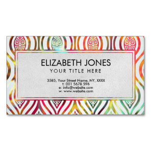 Cartão De Visitas Magnético Teste padrão oriental delicado da aguarela de