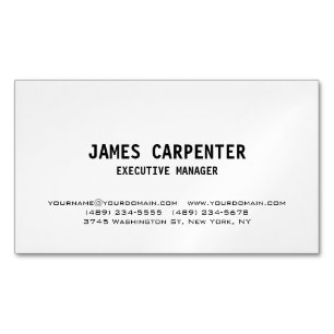 Cartão De Visitas Magnético Texto Negrito Branco Único e Branco Único Profissi