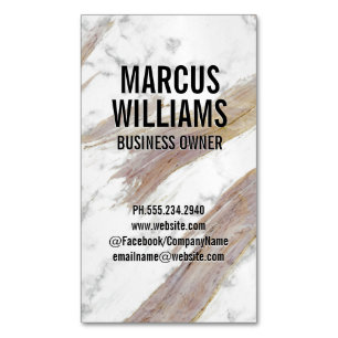 Cartão De Visitas Magnético Textura branca de mármore