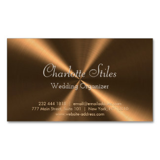 Cartão De Visitas Magnético Textura Radial Metálica Bronze Personalizada