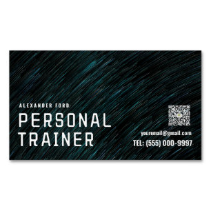 Cartão De Visitas Magnético Textura urbana ao fundo Personal Trainer verde