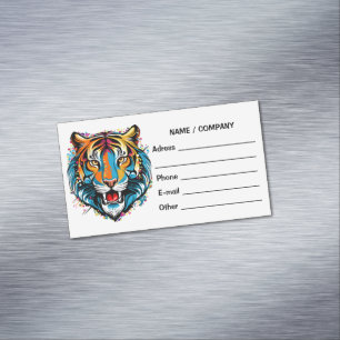 Cartão De Visitas Magnético Tinta de cores Arco-íris Cabeça de Tigre