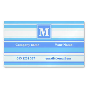 Cartão De Visitas Magnético Tiras azuis do céu monograma