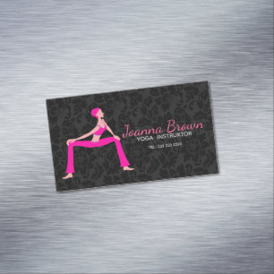 Cartão De Visitas Magnético Toneladas Rosa E Pele Yoga Silhout