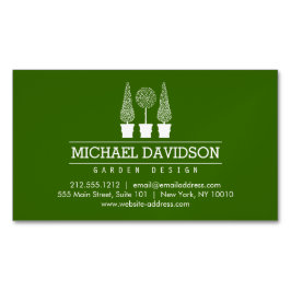 Cartão De Visitas Magnético Topiary Trio Gardener Landscaping Verde/Branco